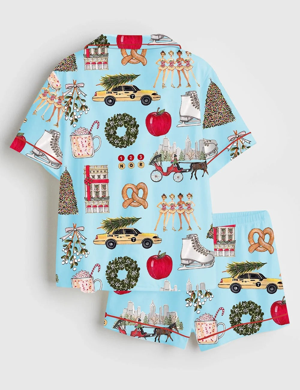 Lunariqwear™ Christmas In New York Satin Short Pajama Set