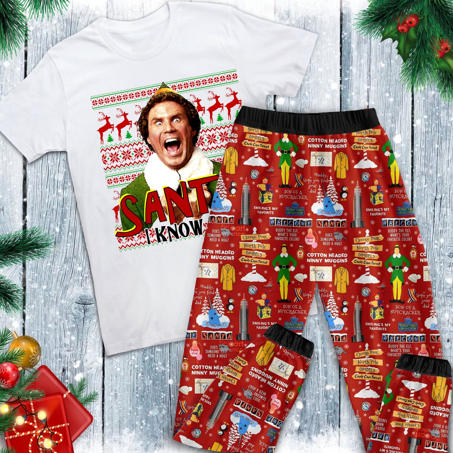 Lunariqwear™ Buddy Elf Holiday Pajamas Set