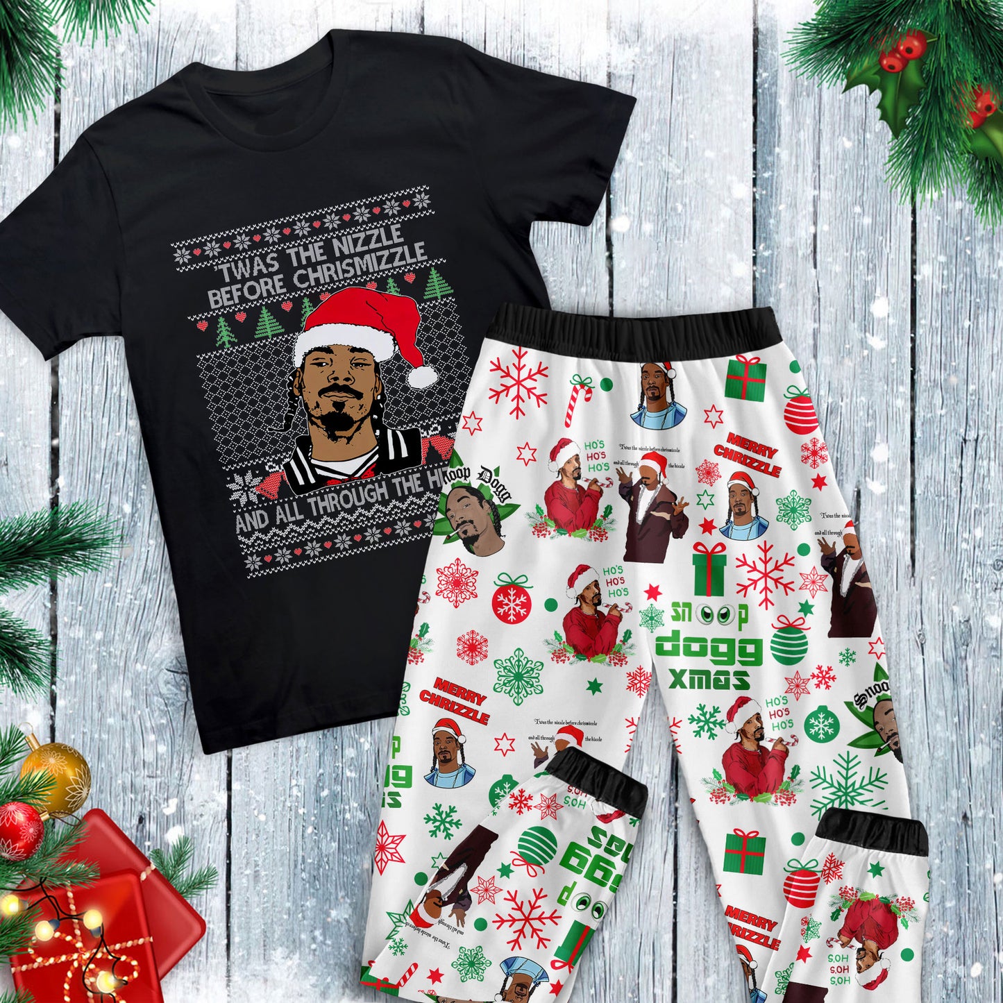 Lunariqwear™ Snoop Dogg Family Christmas Pajamas Set.