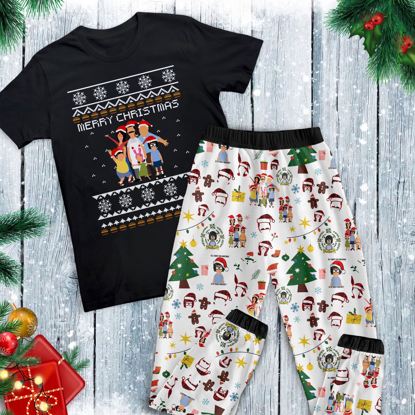 Lunariqwear™ Bobs Burger Family Christmas Pajamas Set