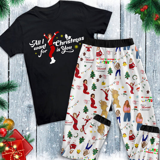 Lunariqwear™ Mariah Carey Merry ChristmasPajamas Set