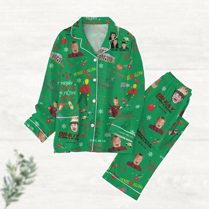 Lunariqwear™ Christmas Holidays In New York Satin Pajama Set
