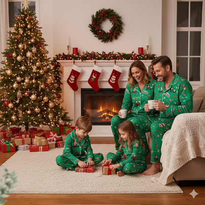 Lunariqwear™ Christmas Holidays In New York Satin Pajama Set