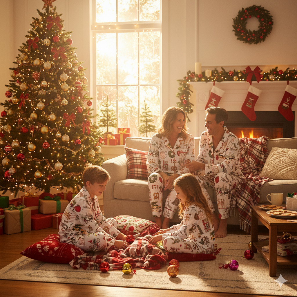 Lunariqwear™ Christmas In New York Satin Pajama Set