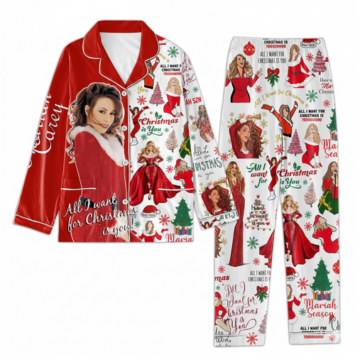 Lunariqwear™ Mariah Carey Merry Christmas Holiday Pajamas Set