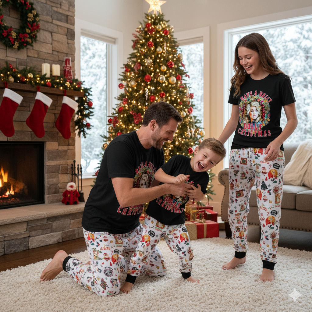 Lunariqwear™ Have A Holly Dolly Christmas Pajamas Set