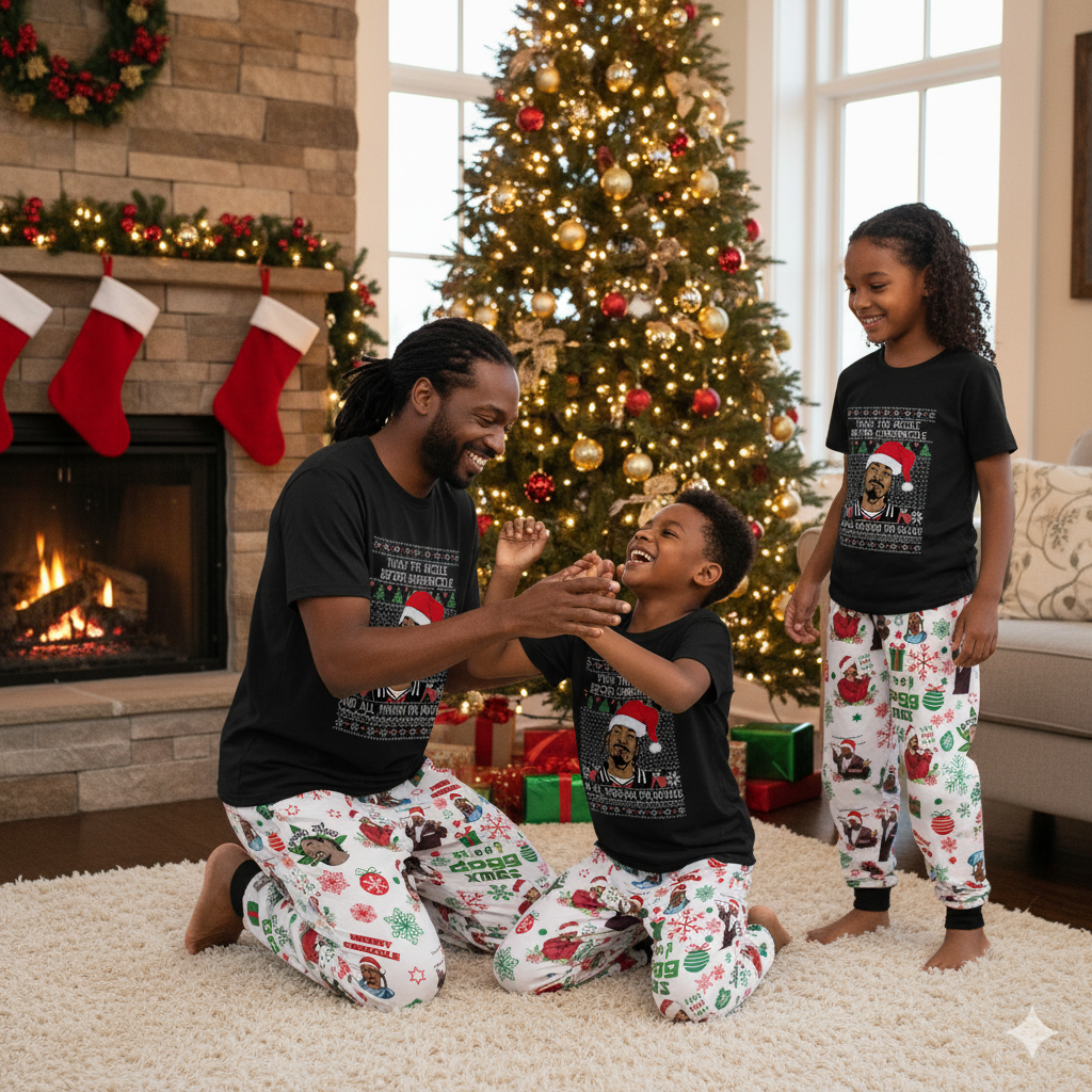 Lunariqwear™ Snoop Dogg Family Christmas Pajamas Set.