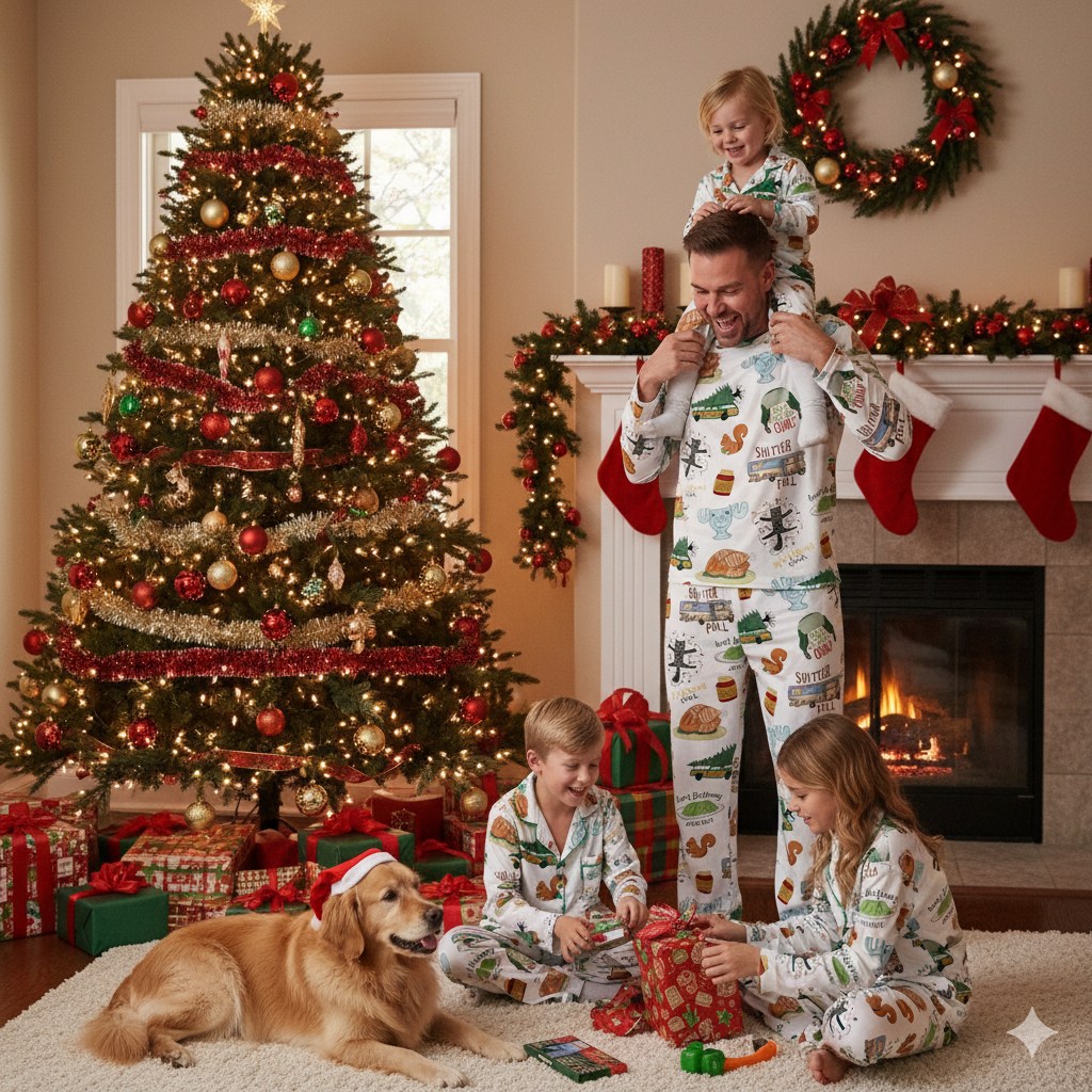 Lunariqwear™ It's A Beaut Clark Christmas Vacation Satin Pajama Set