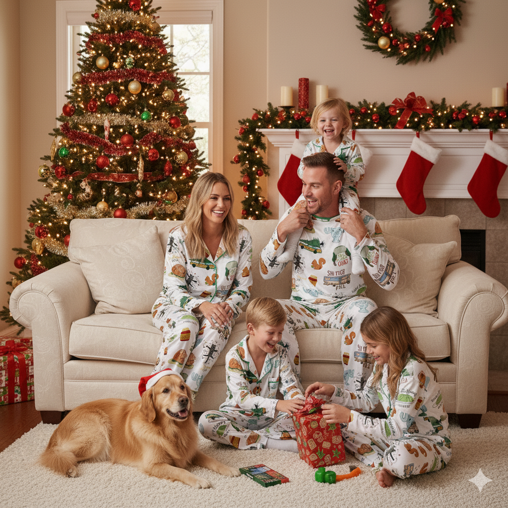 Lunariqwear™ It's A Beaut Clark Christmas Vacation Satin Pajama Set