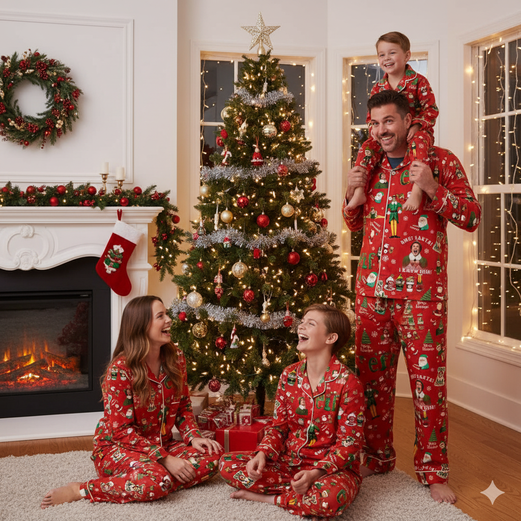 Lunariqwear™ Santa Buddy Elf Holiday Pajamas Set