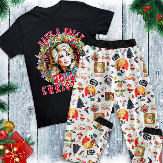 Lunariqwear™ Have A Holly Dolly Christmas Pajamas Set