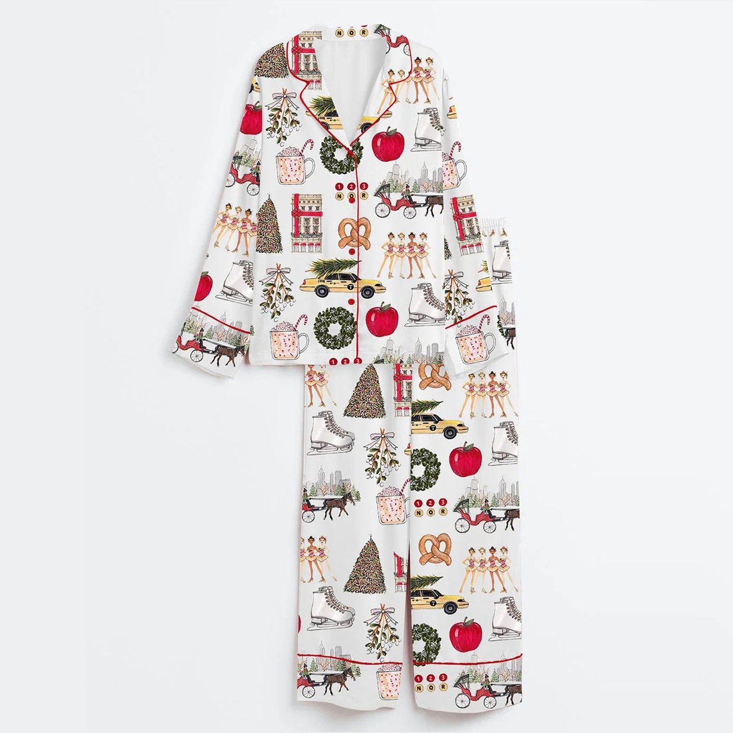 Lunariqwear™ Christmas In New York Satin Pajama Set