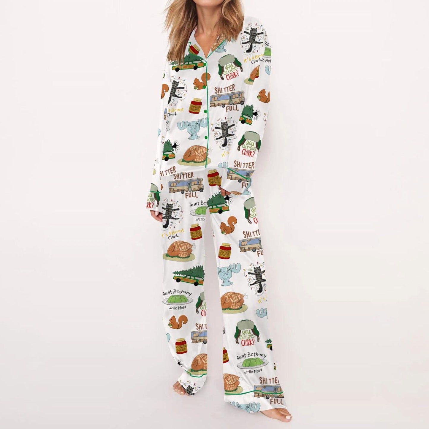 Lunariqwear™ It's A Beaut Clark Christmas Vacation Satin Pajama Set