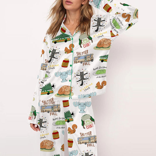 Lunariqwear™ It's A Beaut Clark Christmas Vacation Satin Pajama Set