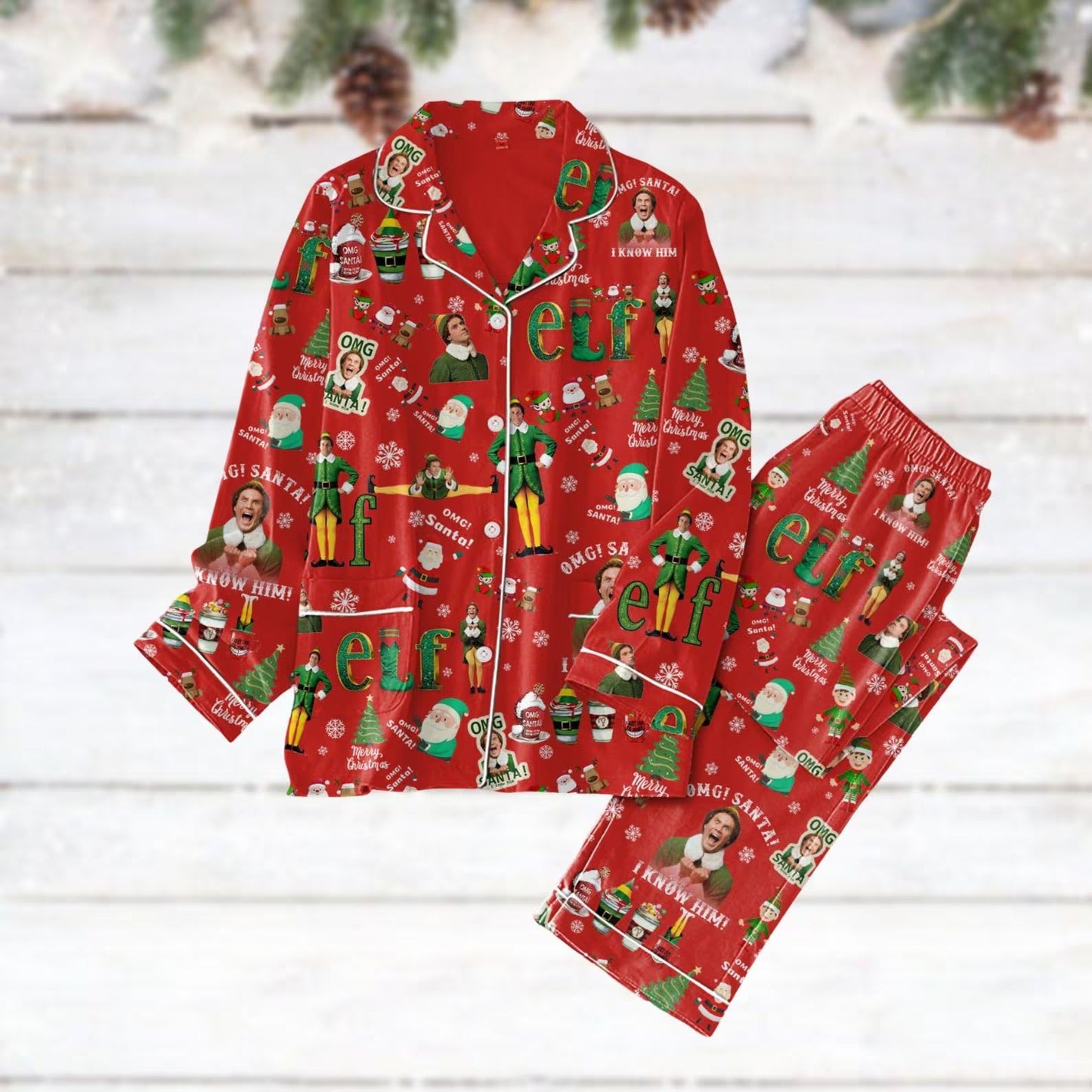 Lunariqwear™ Santa Buddy Elf Holiday Pajamas Set