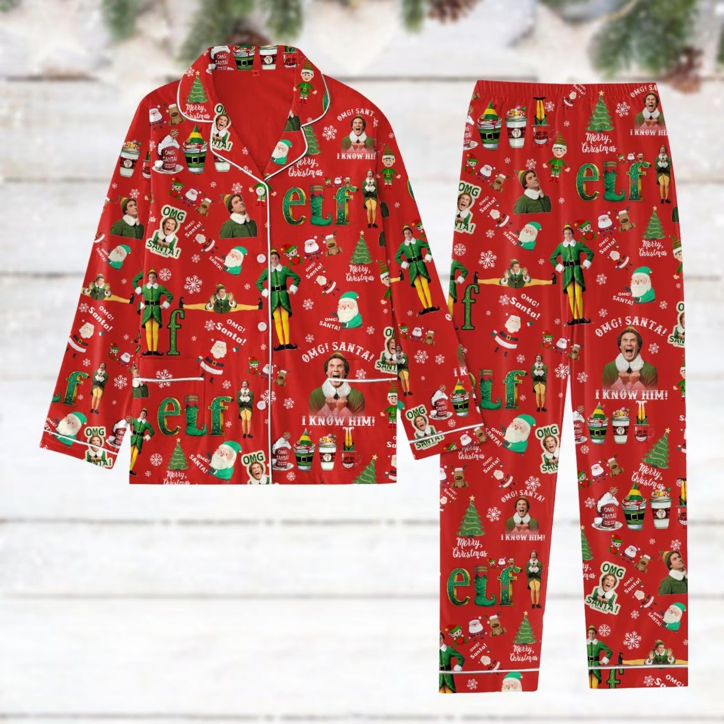 Lunariqwear™ Santa Buddy Elf Holiday Pajamas Set