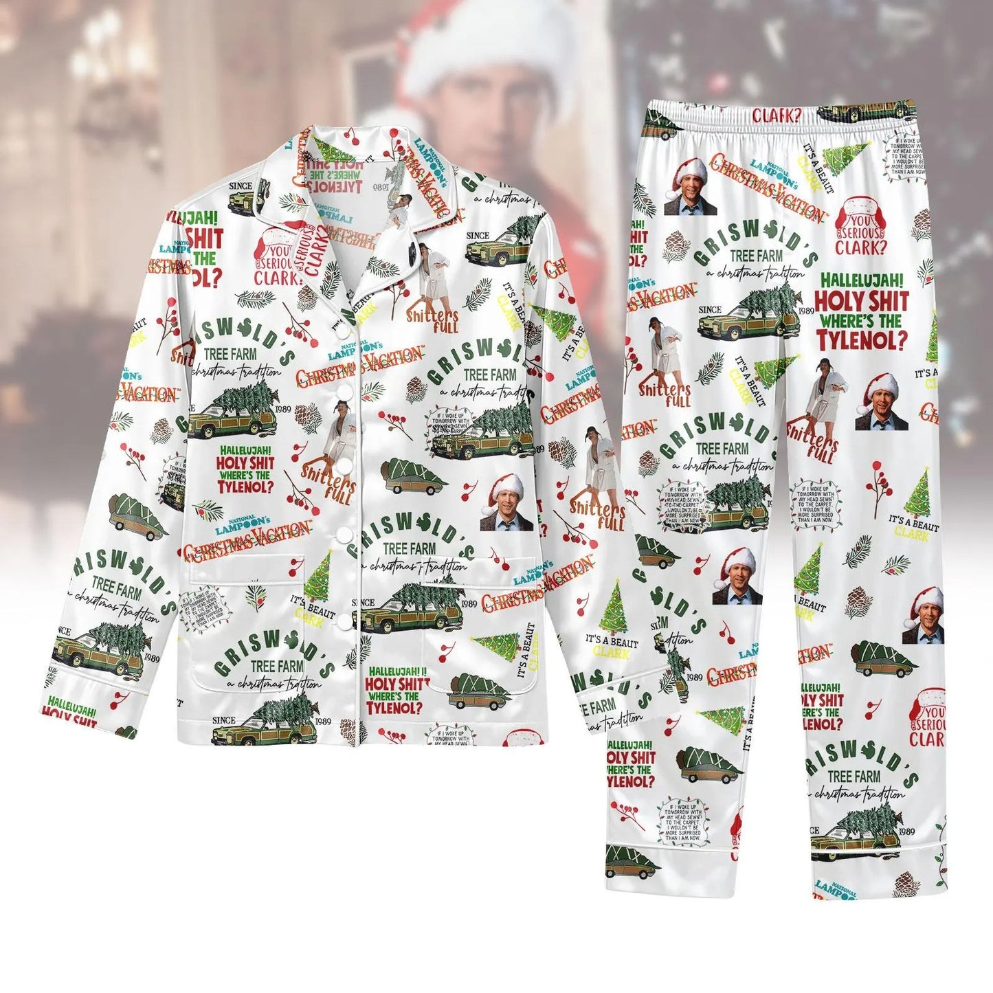 Lunariqwear™ Christmas Vacation Satin Pajama Set