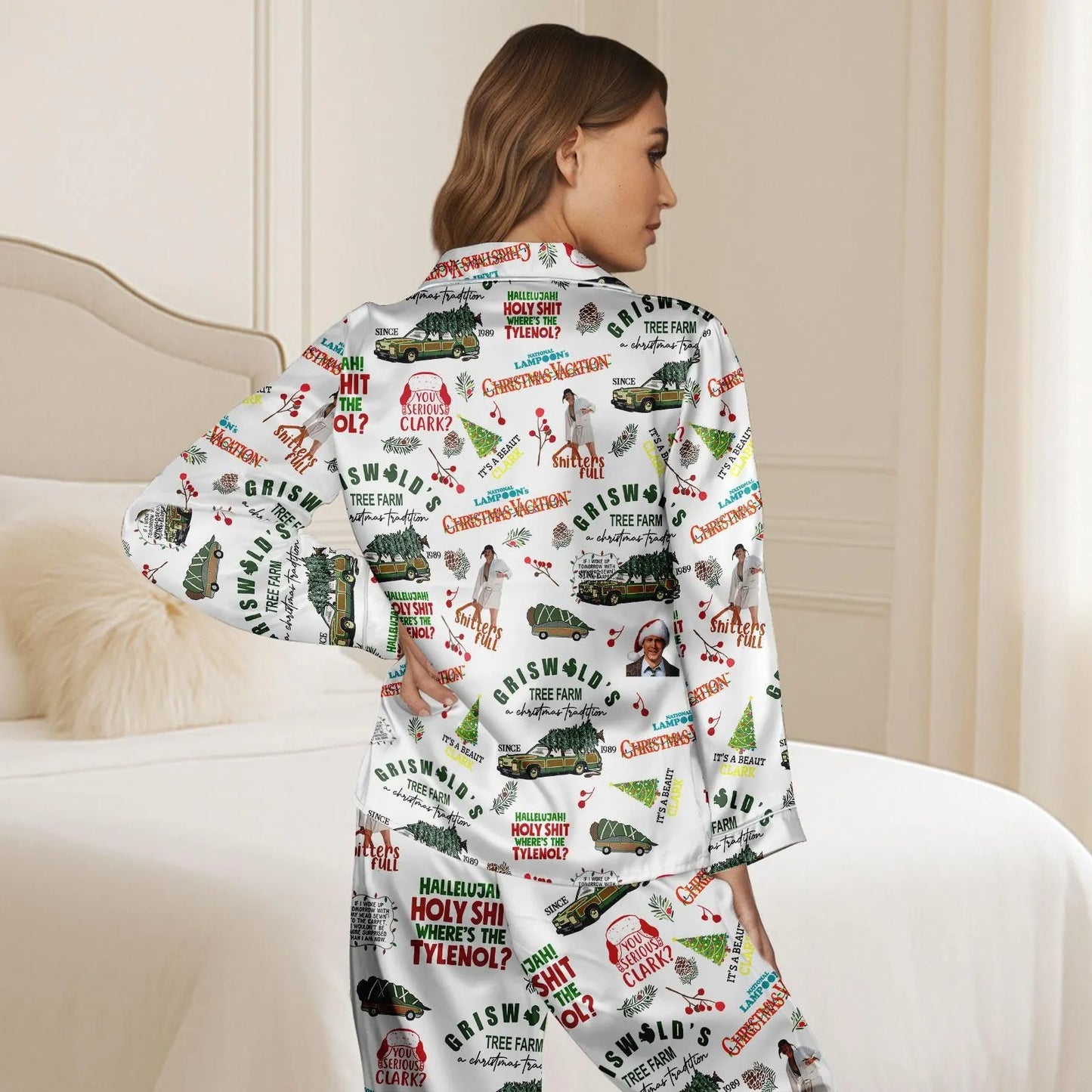 Lunariqwear™ Christmas Vacation Satin Pajama Set