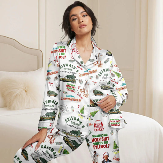 Lunariqwear™ Christmas Vacation Satin Pajama Set