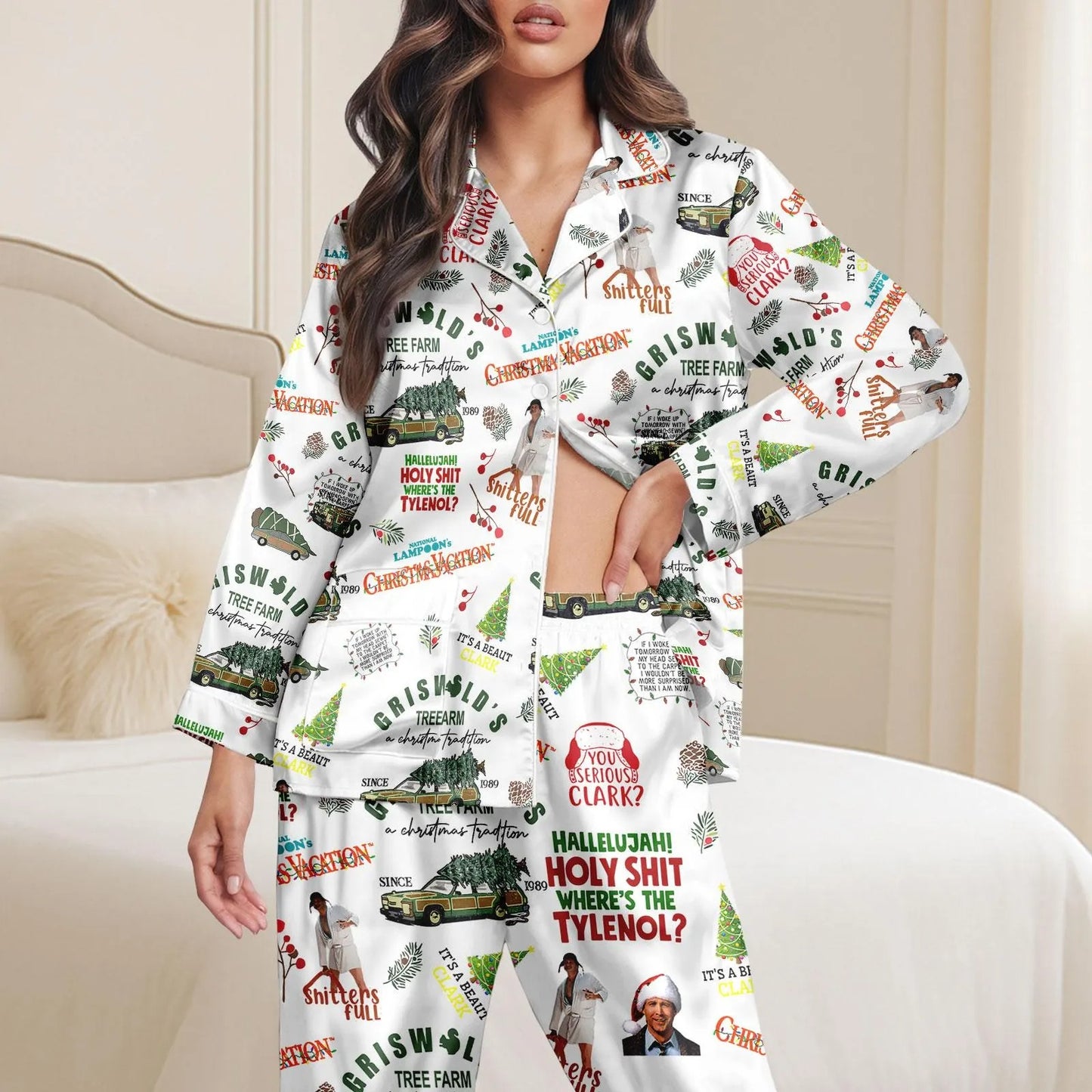 Lunariqwear™ Christmas Vacation Satin Pajama Set