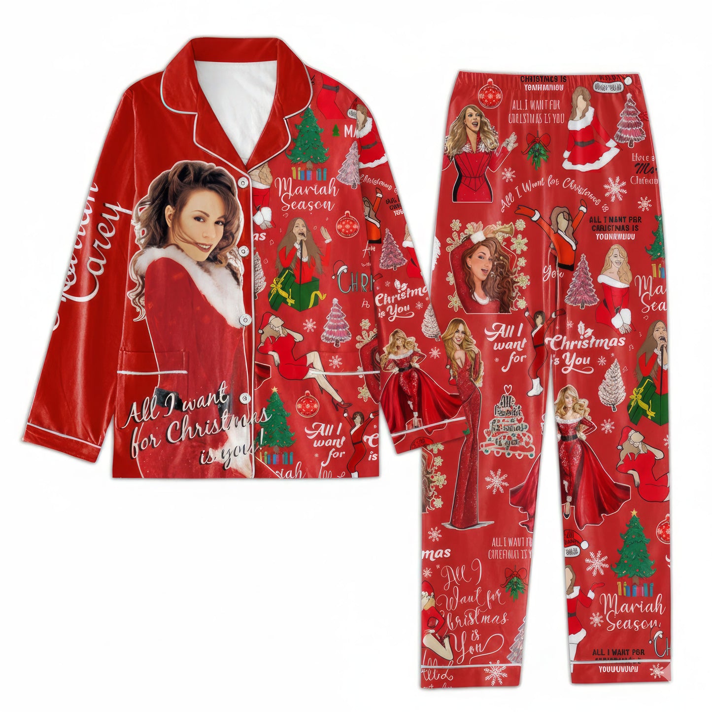 Lunariqwear™ Mariah Carey All I Want For Christmas Is You Pajamas Set
